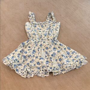 Floral Blue and White Kids Casual Dress